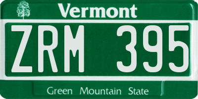 VT license plate ZRM395