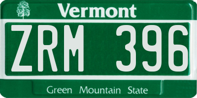 VT license plate ZRM396