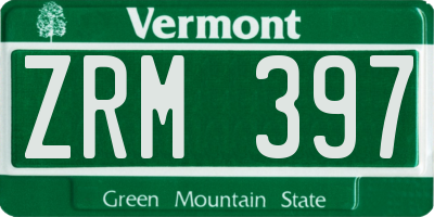VT license plate ZRM397
