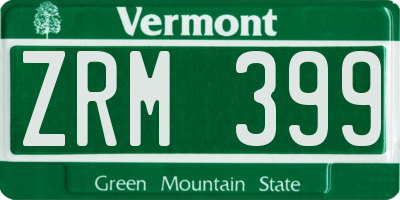 VT license plate ZRM399