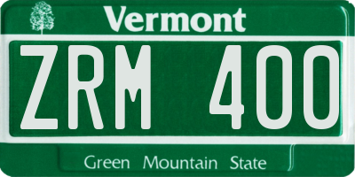 VT license plate ZRM400