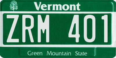 VT license plate ZRM401