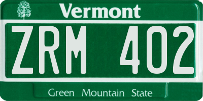 VT license plate ZRM402