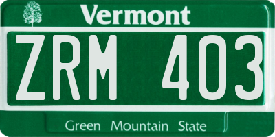 VT license plate ZRM403