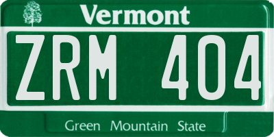 VT license plate ZRM404