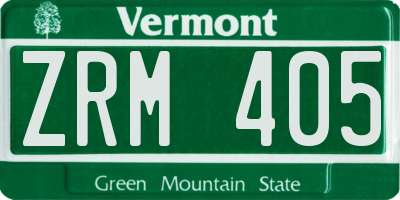 VT license plate ZRM405