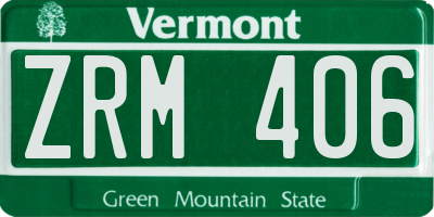 VT license plate ZRM406