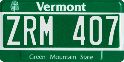 VT license plate ZRM407