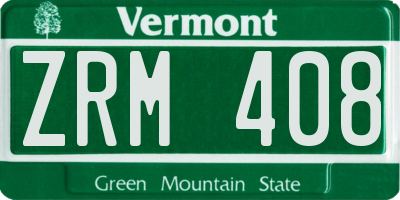 VT license plate ZRM408
