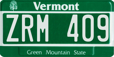 VT license plate ZRM409