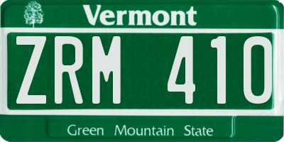 VT license plate ZRM410
