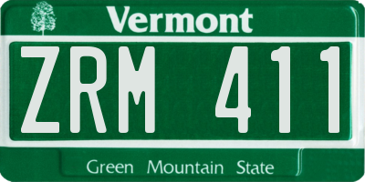 VT license plate ZRM411