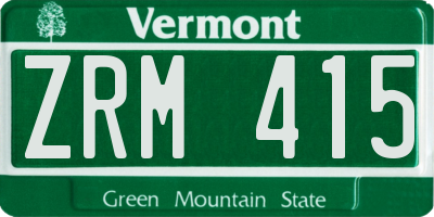 VT license plate ZRM415