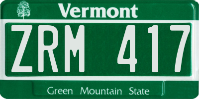 VT license plate ZRM417