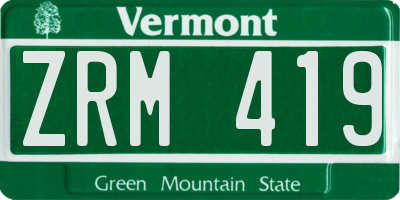 VT license plate ZRM419