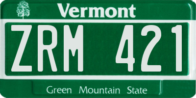 VT license plate ZRM421