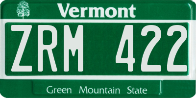 VT license plate ZRM422