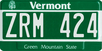 VT license plate ZRM424