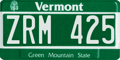 VT license plate ZRM425