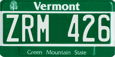 VT license plate ZRM426