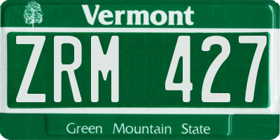 VT license plate ZRM427