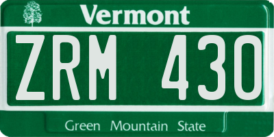 VT license plate ZRM430