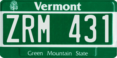 VT license plate ZRM431