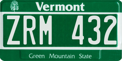 VT license plate ZRM432