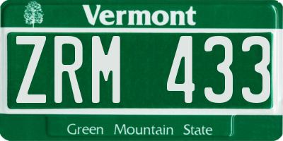 VT license plate ZRM433