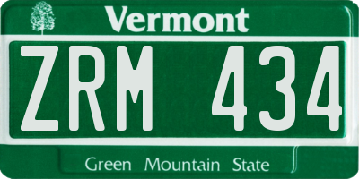 VT license plate ZRM434