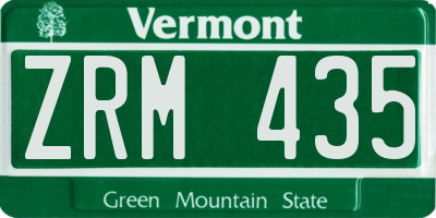 VT license plate ZRM435