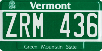 VT license plate ZRM436