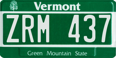 VT license plate ZRM437