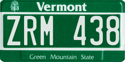 VT license plate ZRM438