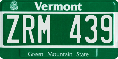 VT license plate ZRM439