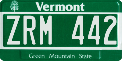 VT license plate ZRM442
