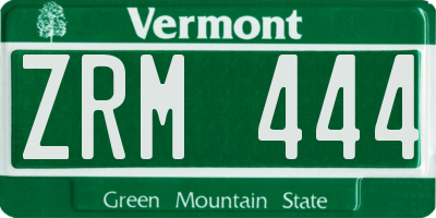 VT license plate ZRM444
