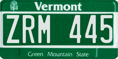 VT license plate ZRM445
