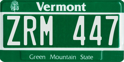 VT license plate ZRM447