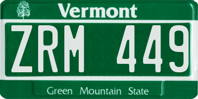 VT license plate ZRM449