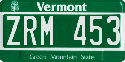 VT license plate ZRM453