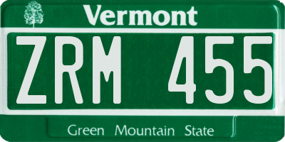 VT license plate ZRM455