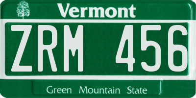 VT license plate ZRM456