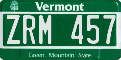 VT license plate ZRM457