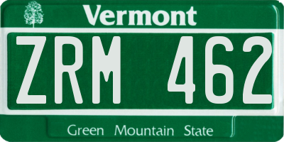 VT license plate ZRM462
