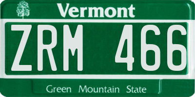 VT license plate ZRM466