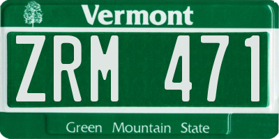 VT license plate ZRM471