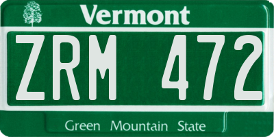 VT license plate ZRM472