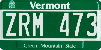 VT license plate ZRM473