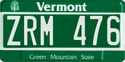 VT license plate ZRM476